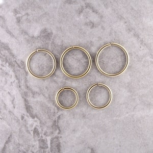Gold Seamless Helix Ring , Cartilage Hoop Earring, Continuous Ring 14kt PVD Over 316L Surgical Steel  in 18g or 20g - 6,7,8,9 or 10mm