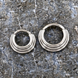 Dreifach gestapelt Septum, Daith Piercing Scharnier Clicker, 316L chirurgischen Stahl 16G - 6mm, 8mm oder 10mm