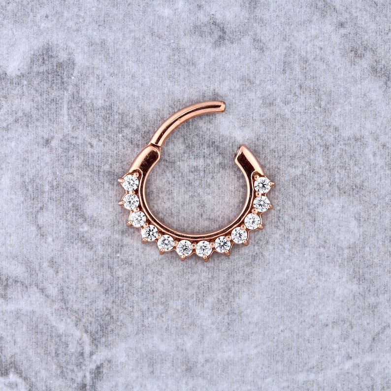 Rose Gold Septum Piercing Daith Helix Cartilage Clicker Hinged Etsy