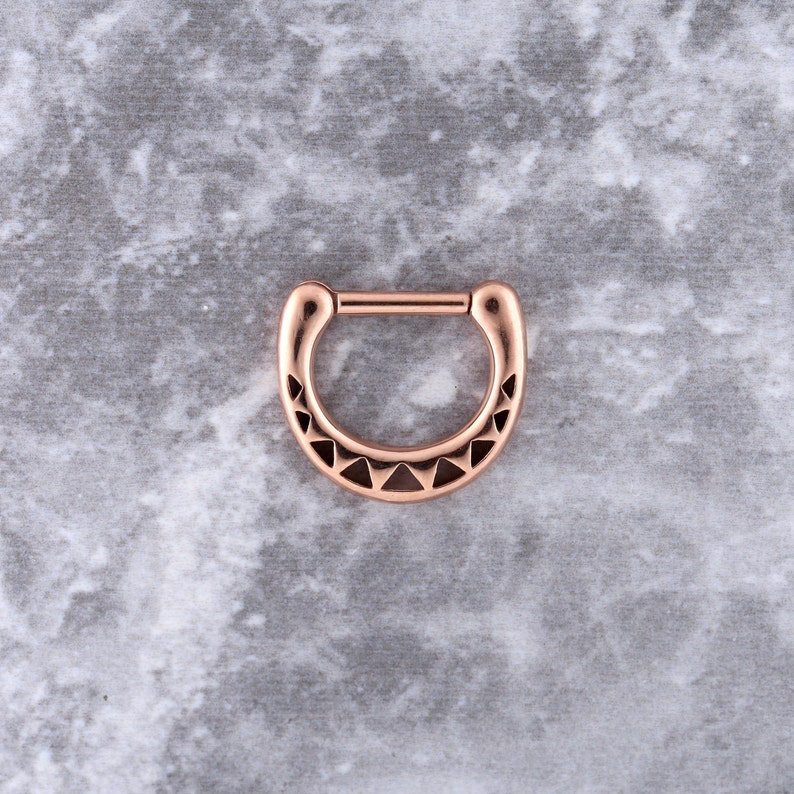 Rose Gold Septum Daith Piercing Clicker Hinged Nose Ring Rose Etsy