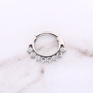 Daith Clicker ring, Septum Clicker Ring Jewelry Set With Swarovski Cz  16g - 6mm - 8mm