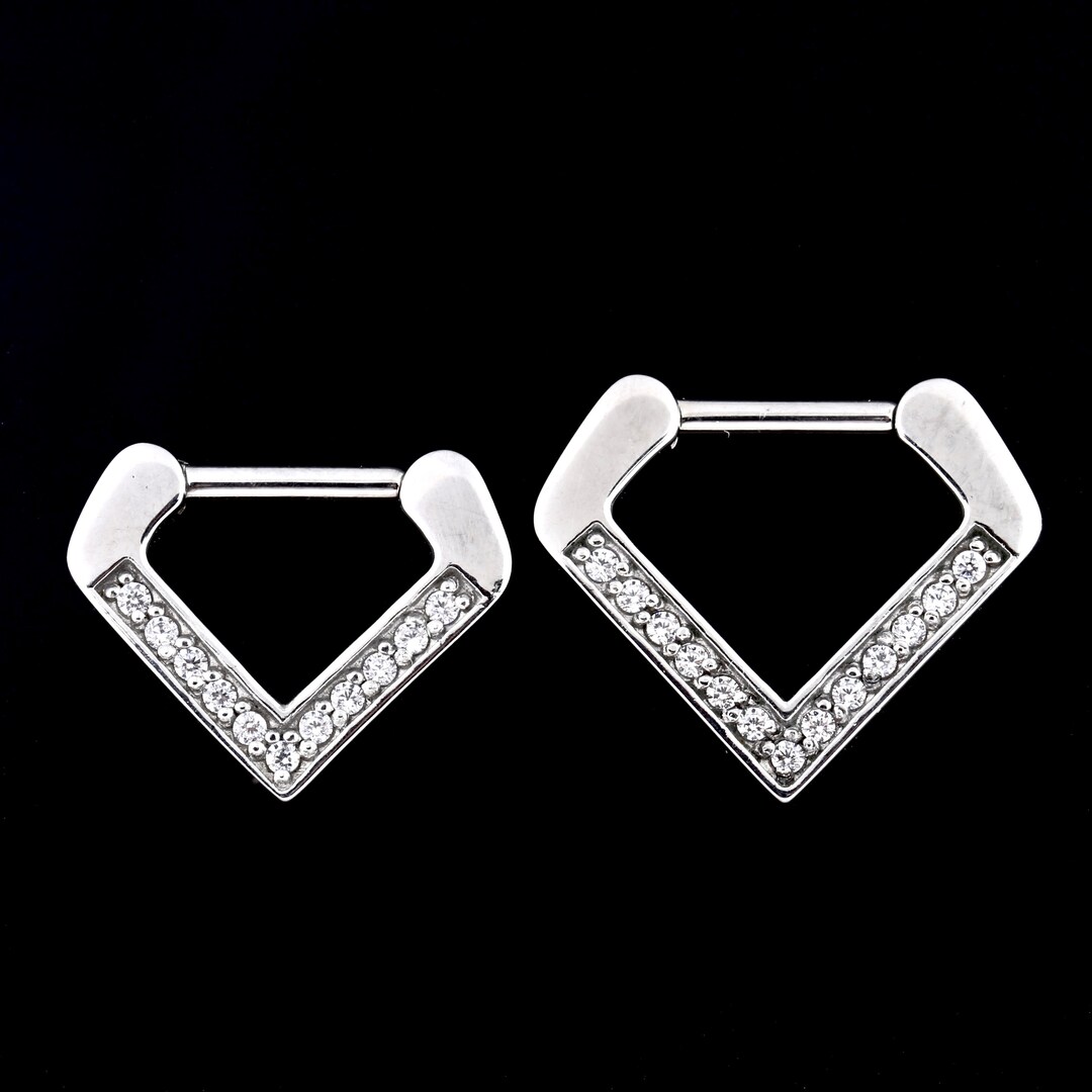 Surgical Steel Septum Clicker, White Swarovski CZ, Daith Piercing - Etsy