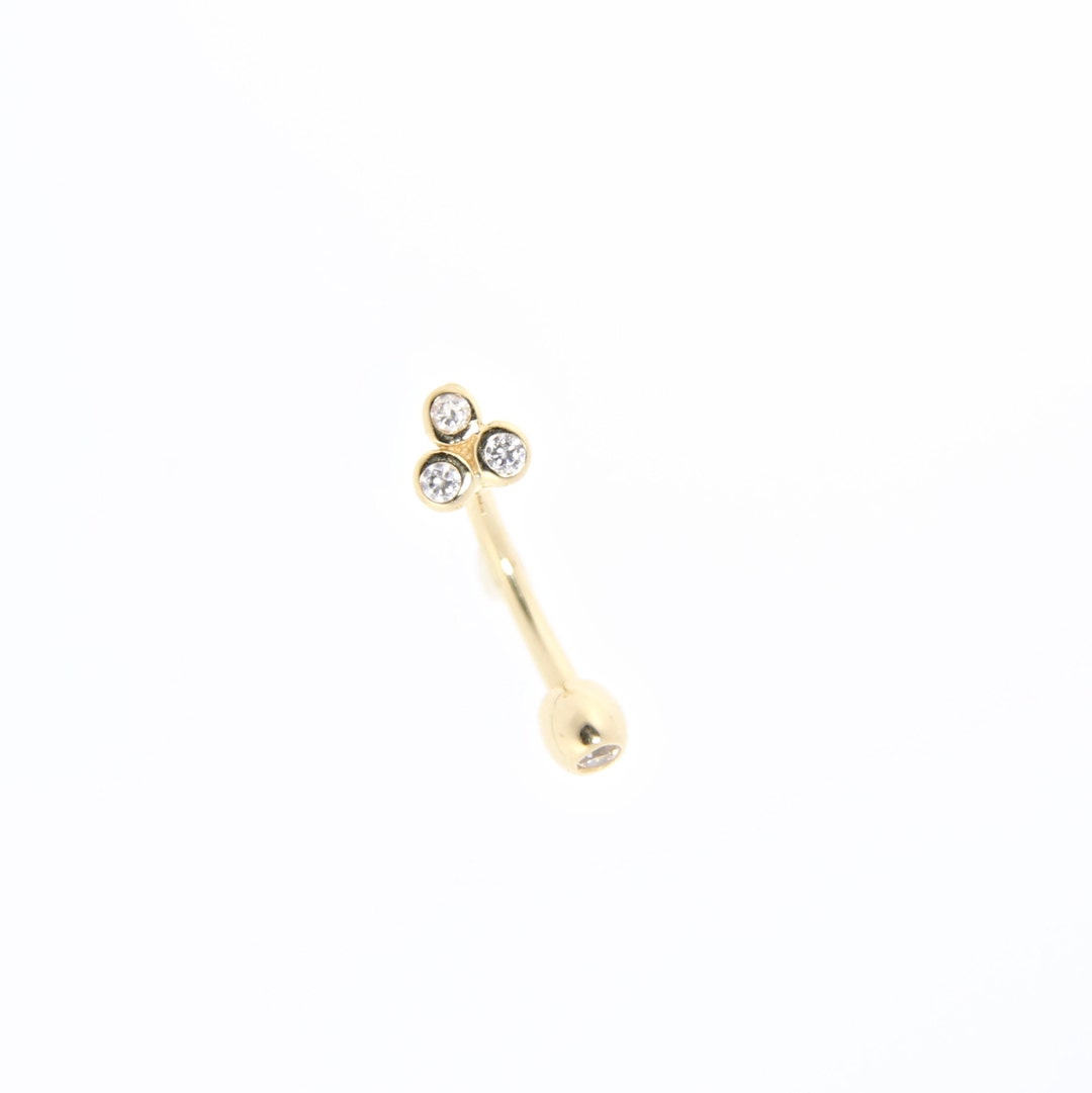 14k Gold Trinity Swarovski CZ Curved Barbell, Rook Daith Piercing - Etsy