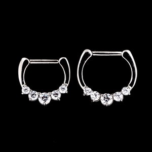 Septum Clicker Ring, Daith Clicker Ring Jewelry set with White Swarovski CZ - 316L Surgical Steel - 16g - 6mm or 8mm