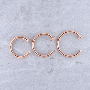 Rose Gold Nose Ring Stopper  Nose Hoop  Nostril Ring Piercing Jewelry PVD Over SS316L 18gauge or 20gauge - 6,7,8,9 and 10mm