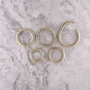 16g Gold Daith Ring, Septum Segment Ring, Helix, Nasen klappring Clicker - 10kt PVD Über 316L Chirurgenstahl 16g - 6,7,8,9,10 und 12mm