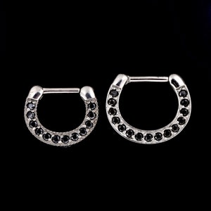 Septum Clicker Ring, Daith Clicker Ring Schmuck Set mit schwarzen Swarovski CZ - 316L chirurgischen Stahl - 16g - 6mm oder 8mm