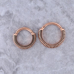 Rose Gold Helix-Septum-Cartilage-Snug Clicker Ring PVD Over Surgical Steel  16G- 8 or 10mm