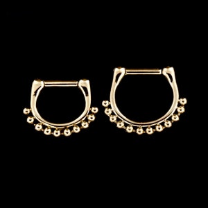 Light Gold Septum Clicker, Hinged Nose Ring Jewelry, Daith Clicker , 14kt PVD Over 316L Surgical Steel 16G - 6mm or 8mm