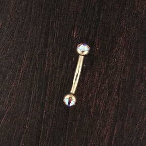 Gold Rook Piercing, Daith Ring, Eyebrow Jewelry Set With 2.5mm Swarovski Crystals Balls 14kt PVD Over 316L Surgical Steel 16g - 6mm - 8mm