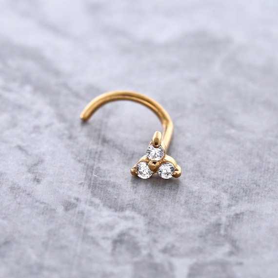 316L Surgical Steel Rose Gold PVD Triangle L-Shape Nose Stud 316L Surgical Steel Rose Gold PVD Triangle L-Shape Nose Stud