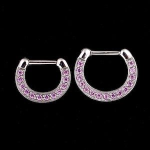 Septum Clicker Ring, Daith Clicker Ring Schmuck Set mit rosa Swarovski CZ - 316L chirurgischen Stahl - 16g - 6mm oder 8mm