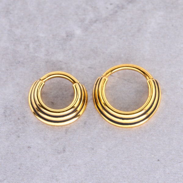 Gold Septum Clicker, Hinged Daith Piercing, 16G Surgical Steel