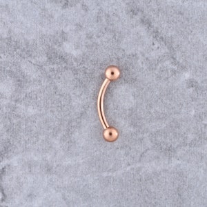 Rose Gold Rook Piercing, Daith Jewelry, Eyebrow Ring PVD Over Surgical Steel 16G - 6,7,8,9,10 or 12mm with 2mm, 2.5mm or 3mm Balls