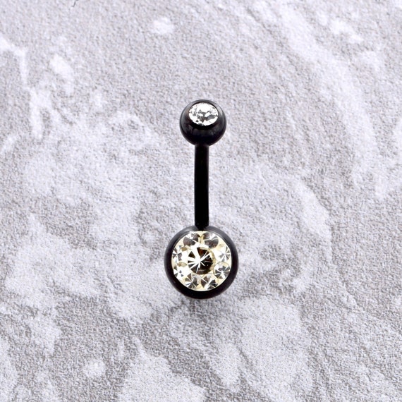 316L Surgical Steel Gold PVD Double Tassel and CZ Cross Dangle Belly Ring 316L Surgical Steel Gold PVD Double Tassel and CZ Cross Dangle Belly Ring