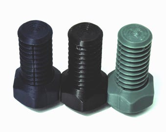 Giocattolo antistress con bulloni e dadi – Confezione da 3 (nero, grigio, blu) – Giocattolo antistress con filettatura liscia