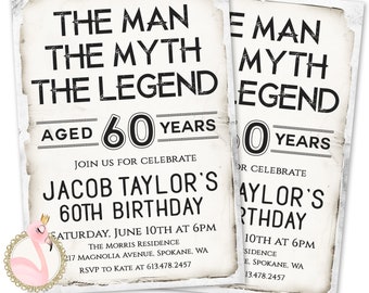 60th birthday invitations for men etsy