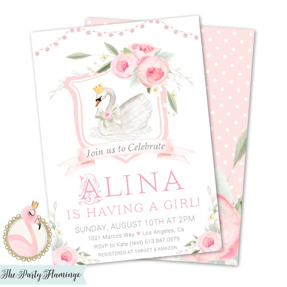 swan princess baby shower invitations