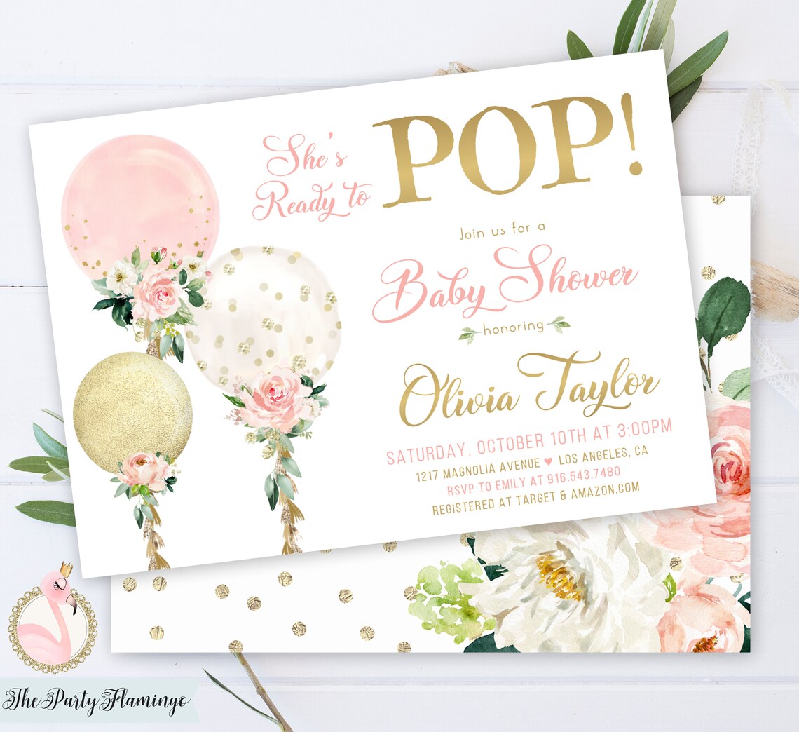 Ready to Pop Invitation Balloon Baby Shower Invitations Etsy