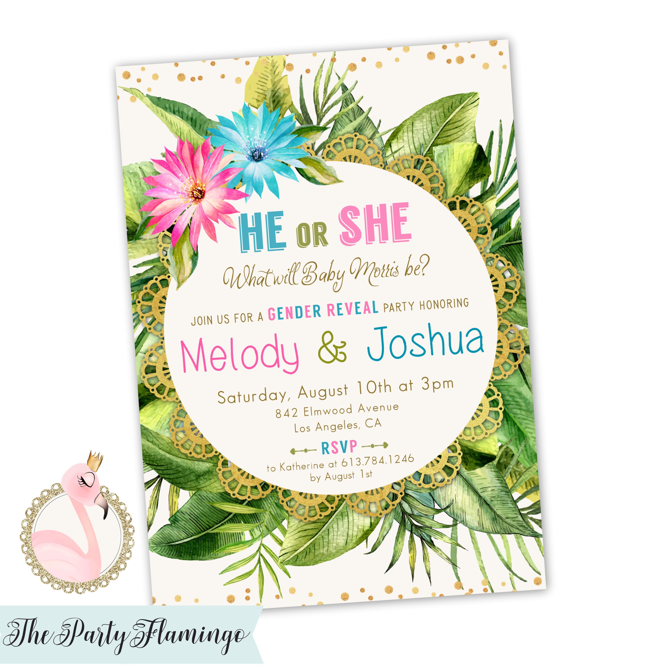 Hawaiian Gender Reveal Invitation Tropical Gender Reveal Etsy