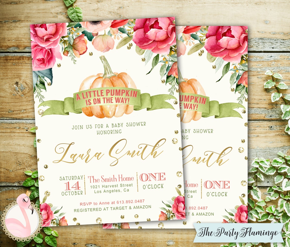 Pumpkin Baby Shower Invitation A Little Pumpkin is on the Way Etsy