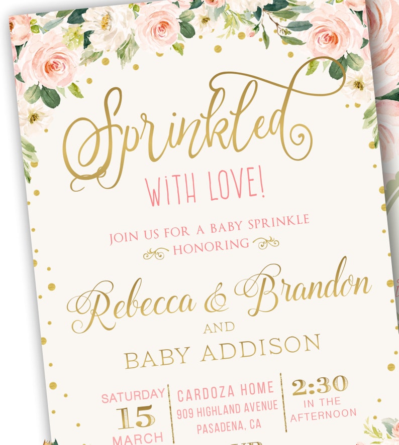 Baby Sprinkle Invitation Girl Sprinkled With Love Invitation Etsy