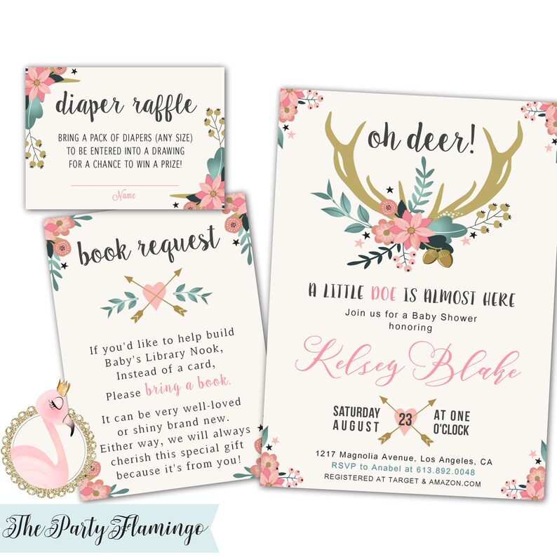 Printable Oh Deer Baby Shower Invitation Deer Diaper Raffle Etsy