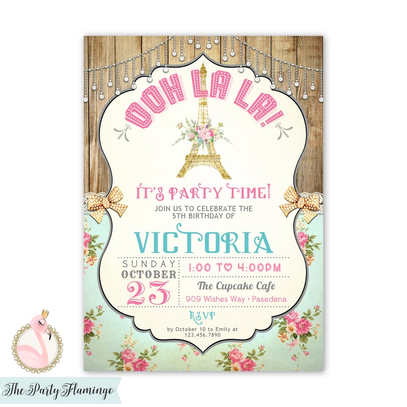 Paris Birthday Invitation Paris Themed Birthday Party Etsy