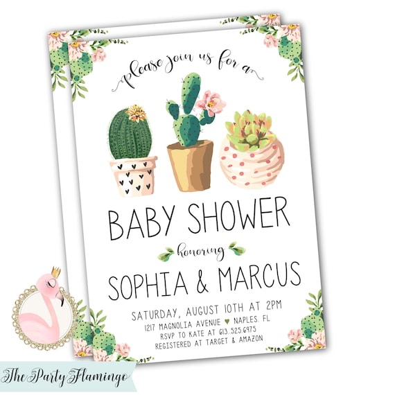 cactus baby shower invitations