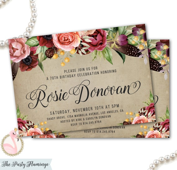 Fall Birthday Invitations Women S Birthday 40th 50th Etsy