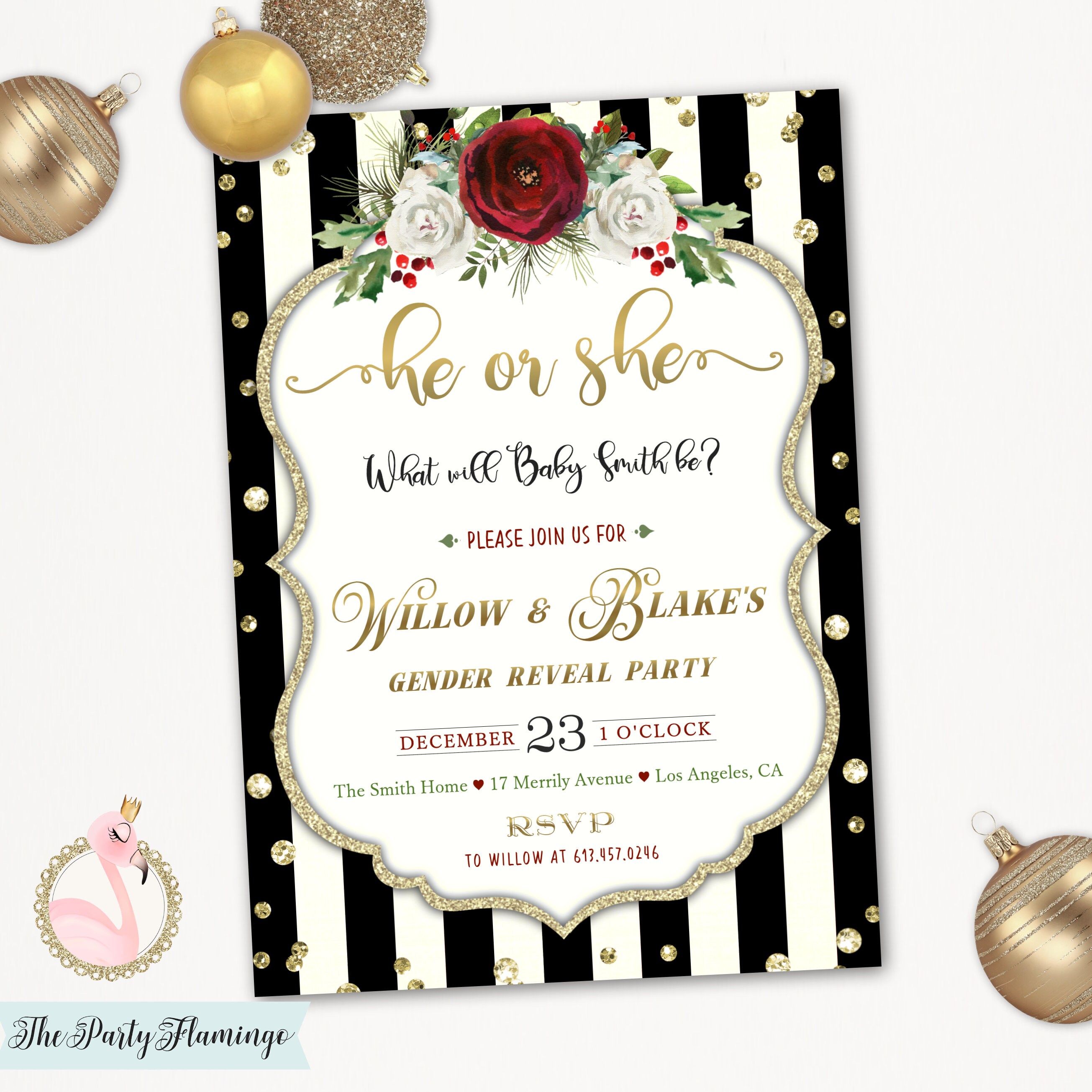 Christmas Gender Reveal Invitation Winter Gender Reveal Party Etsy