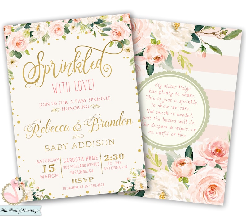 Baby Sprinkle Invitation Girl Sprinkled With Love Invitation Etsy