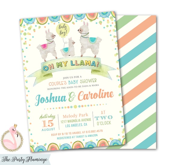 baby shower invitations llama