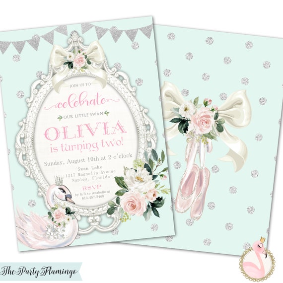 swan invitation swan princess birthday invitation swan theme party invite swan with crown 1st 2nd 3rd birthday printable printed n151 birthday invitation princess theme