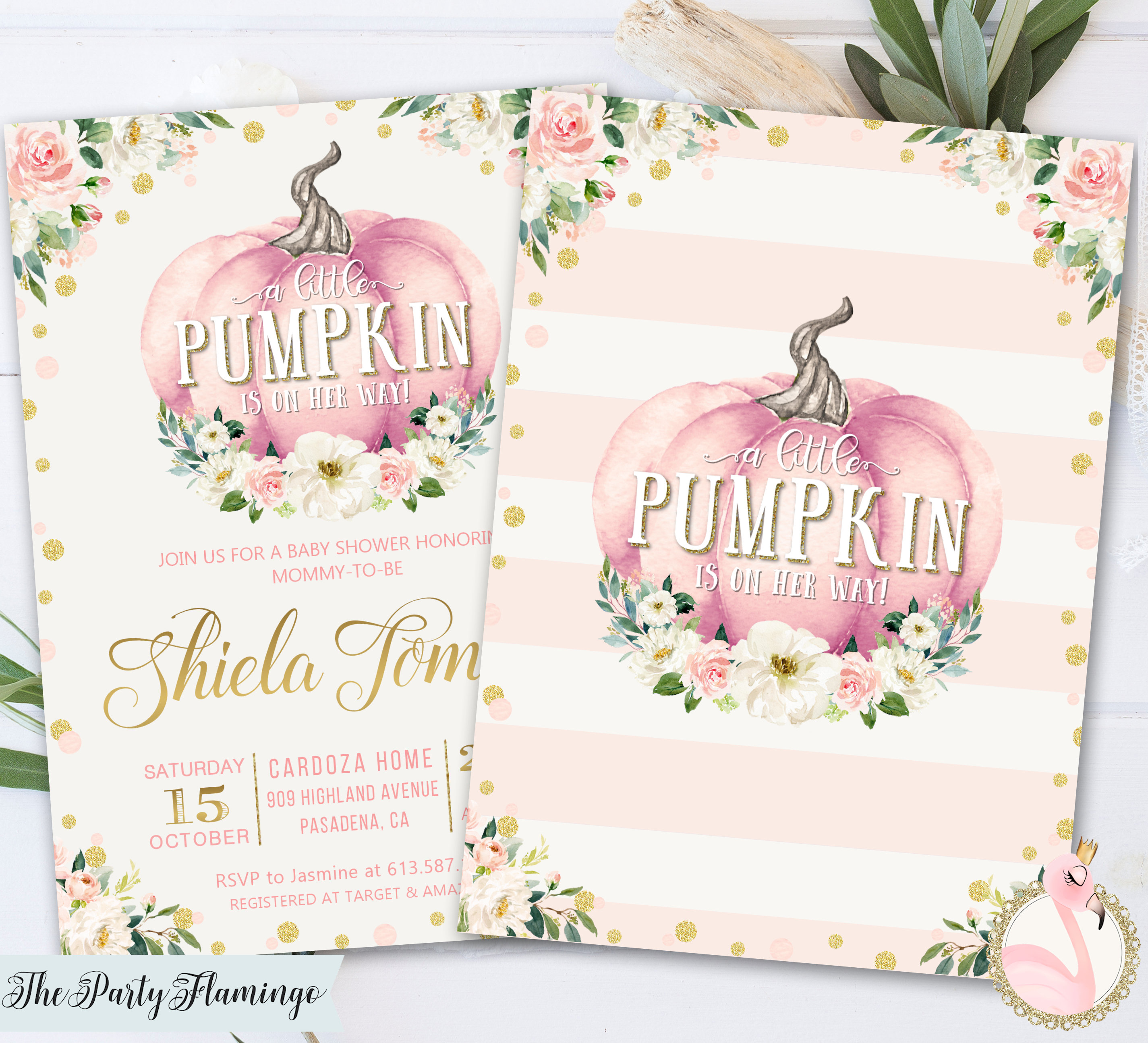 Little pumpkin baby shower invitation pumpkin invite girl Etsy