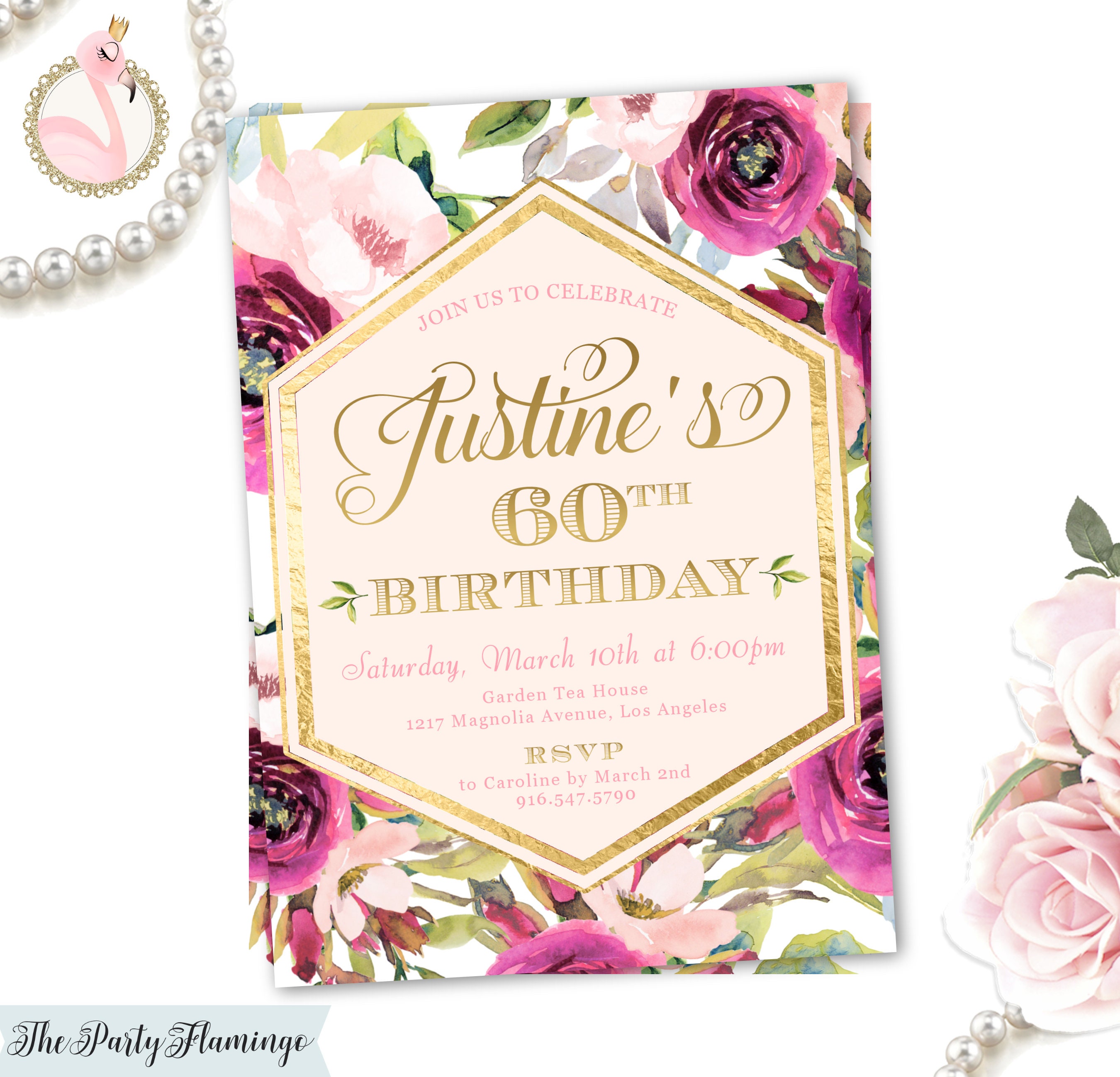 60th Birthday Invitations for Women Surprise 60th Birthday | Etsy