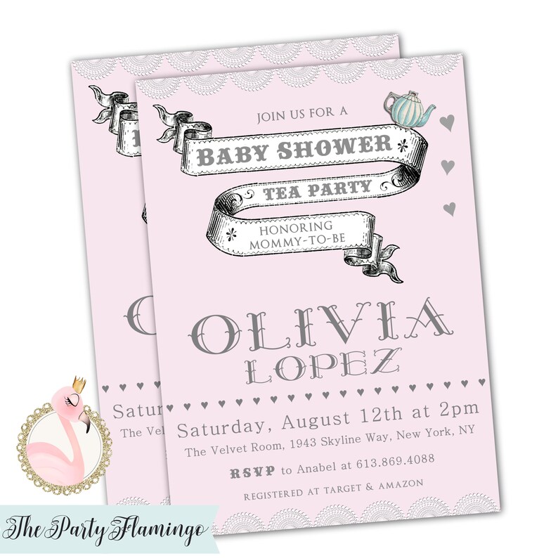 Tea Party Baby Shower Invitations Baby Tea Shower Invites Etsy