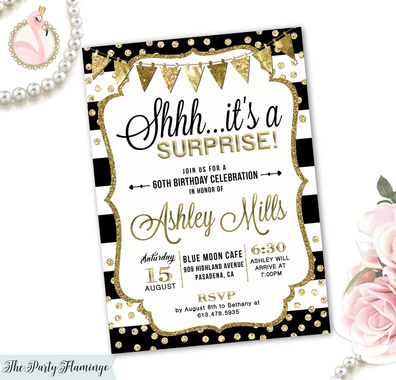 Surprise 60th Birthday Invitation Surprise Party Invitaion - Etsy