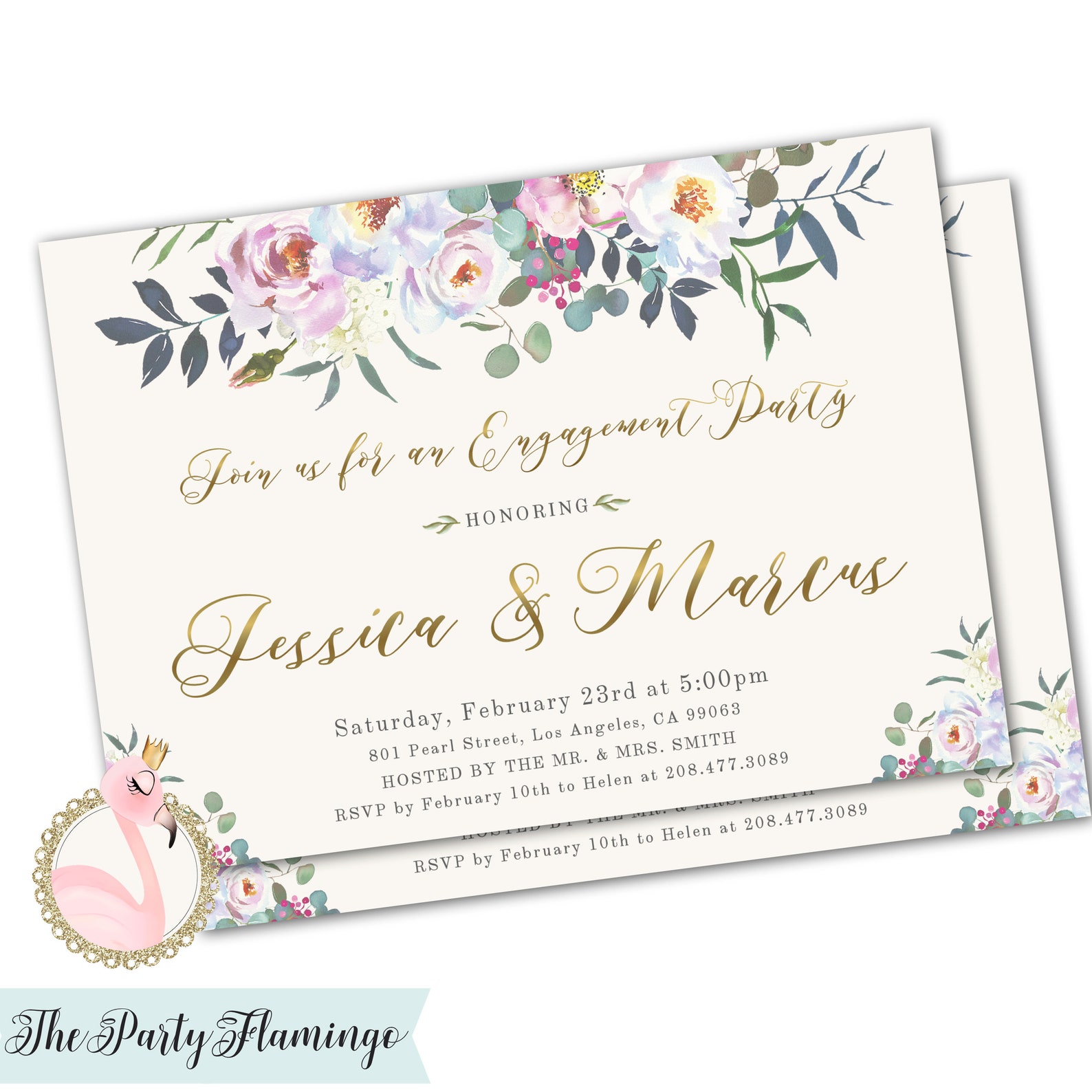Floral Engagement Party Invitations Wedding Shower Invites Etsy