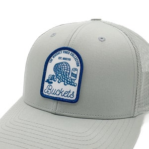 Grey "Buckets" Trucker Hat | Georgia Golf Course | Beer Whiskey Drinking | Summer | Patch | Golf Cart | Scorecard | Golfer Gift