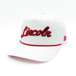 White "Lincoln, NE" Rope Hat | 3D embroidery | College Football | Nebraska | Rope Golf Cap | Huskers