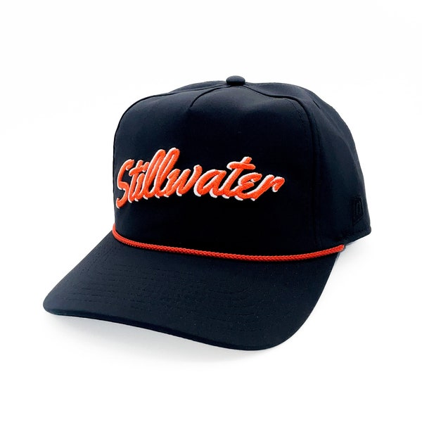 Black "Stillwater, OK" Rope Hat | 3D embroidery | College Football | Oklahoma St. | Rope Golf Cap | Cowboys