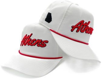 White "Athens, GA" Rope Hat | 3D embroidery | College Football | Tradition | Rope Golf Cap | Saturdays | Gameday | State of Georgia
