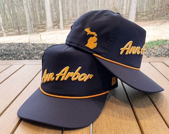 Navy ann Arbor Mi Rope Hat 3D Embroidery College Football Rope