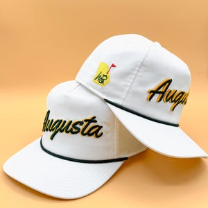 White "Augusta" Rope Hat | Augusta, GA | #18 Chair on the Green | Tradition | Tiger Woods | Rope Golf Cap | Major PGA Golf | Sunday