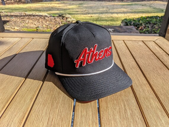 Black athens Ga Rope Hat 3D Embroidery 