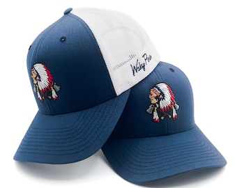 Navy White Atlanta Indian Head Hat Baseball Trucker Hat Tomahawk Chop  Patch Hat Golf ATL Cap Father's Day