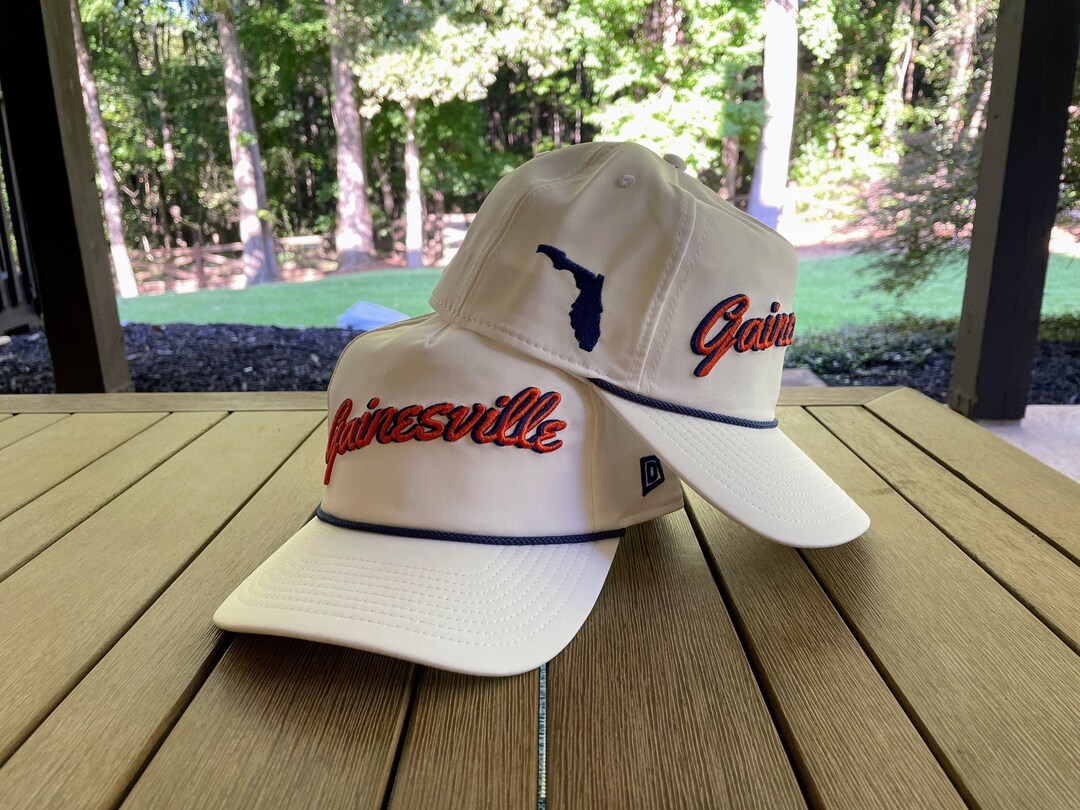 White gainesville, Fl Rope Hat 3D Embroidery College Football Tradition