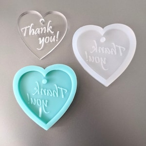 Thank You Etched Heart Pendant Silicone Mold / Resin Mold
