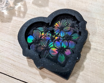 Holo Flower Heart Silicone Mold: Resin, Chocolate, Candy